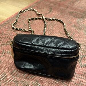 Black Quilted Leather Chain Bag
